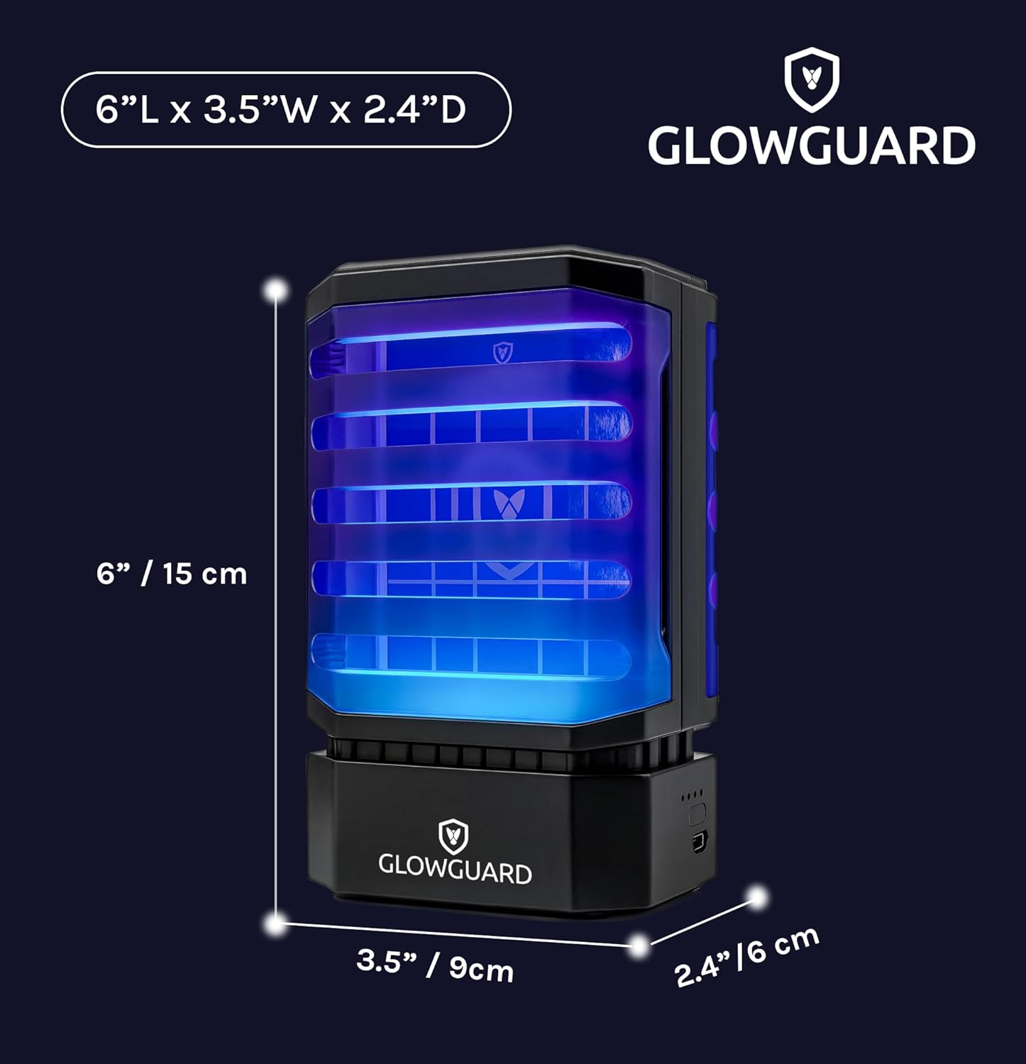 GlowGuard Cordless Flying Insect Trap Catches Fruit Flies, Indoor Gnat Killer, Magnet for Moths & Mosquitos in Dark, 1 Rechargeable Trap + 4 Dual-Sided Sticky Pad Refills, 30Hr 5000mAh Battery (Black)-VerdiqueGarden