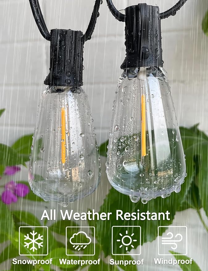 SUFEIMAS Outdoor String Lights Waterproof 400FT (100ft*4) shatterproof Patio Lights for Outside with 212 Vintage dimmable LED Edison Bulbs,Backyard Lights for Fence Garden,Balcony Porch Party Bistro-VerdiqueGarden