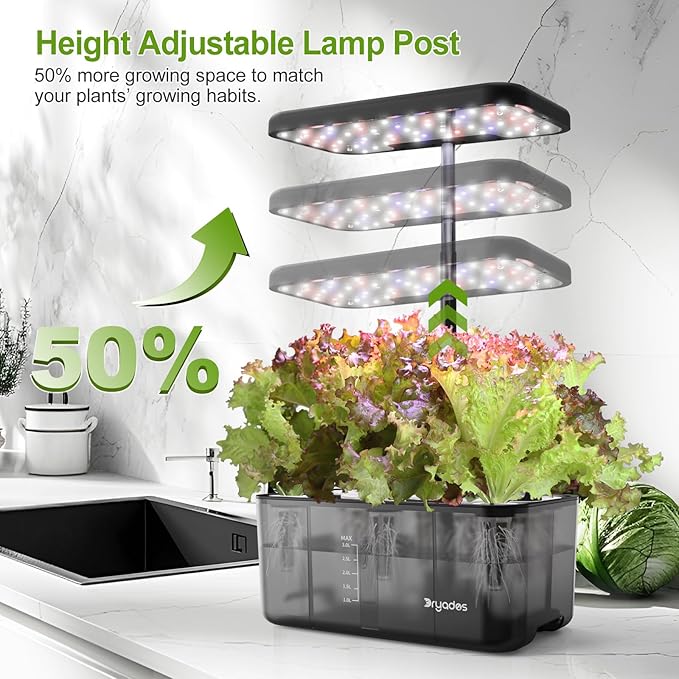 Hydroponics Growing System Indoor Garden, 8 Pods Indoor Herb Garden Kit Countertop with LED Grow Light Quiet Smart Water Pump for Home Kitchen Office, Gift Ideas for Women Men-VerdiqueGarden