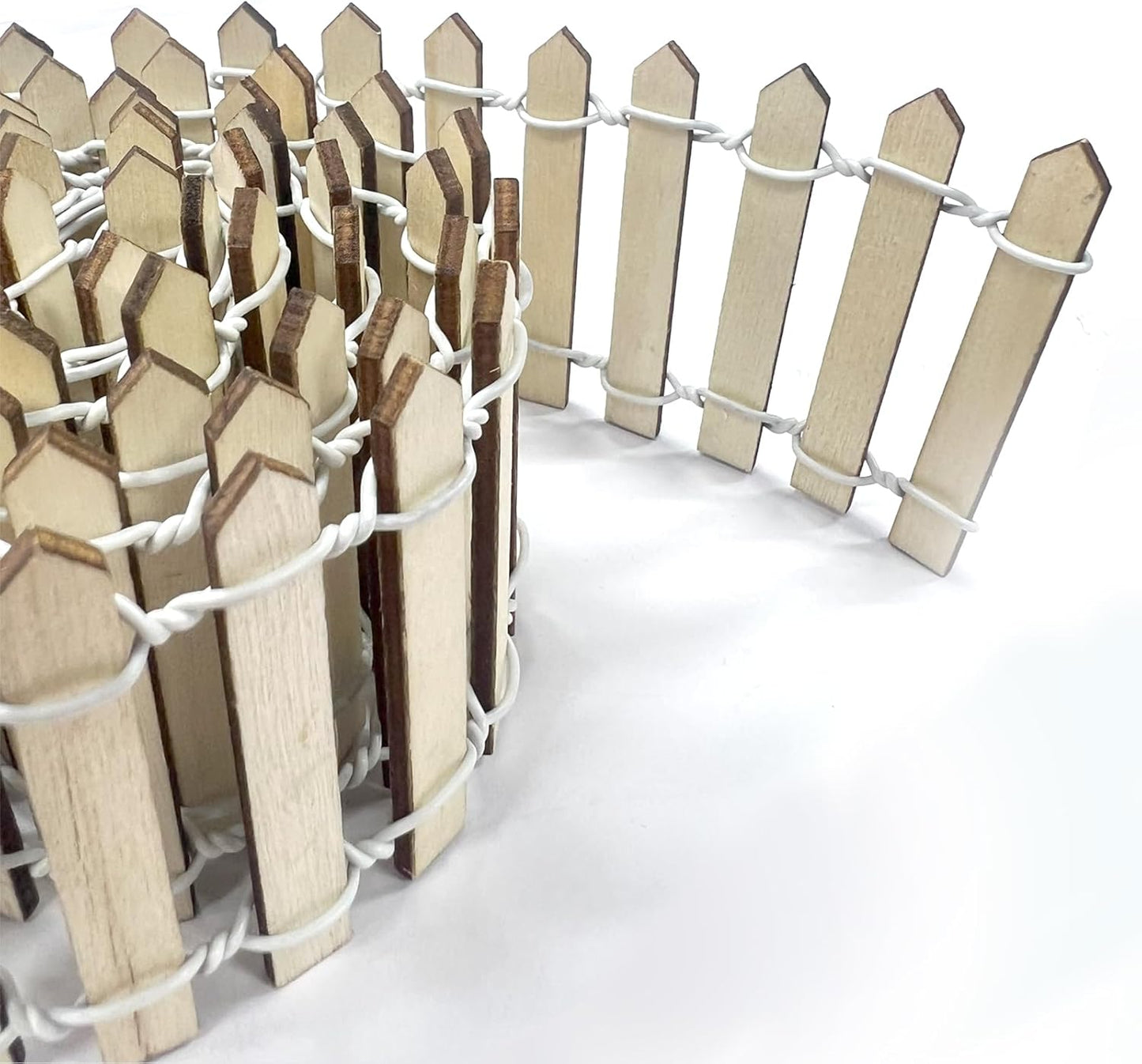 35 Inches Mini Fairy Garden Fence DIY Small Wood Decorative Picket Fence Micro Landscape Miniature Ornaments for Dollhouse, Crafts, Diorama Project, Plant Pot (Nature Wood-Brown Edge)-VerdiqueGarden