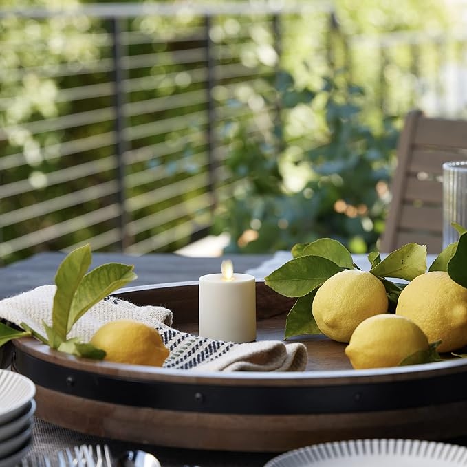 Luminara Outdoor Votive Flameless LED Candle, Pearl Ivory 2" x 3.2", Moving Flame Battery Operated Timer Remote Ready IPX4 Matte Plastic Finish-VerdiqueGarden