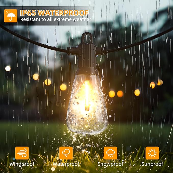 FOOMAN LED Outdoor String Lights, 240FT Outside Waterproof Patio Lights with 120+4 Shatterproof ST38 Edison Bulbs, 2700K Warm White Hanging Light, Dimmable Light for Backyard Garden Bistro Party Cafe-VerdiqueGarden