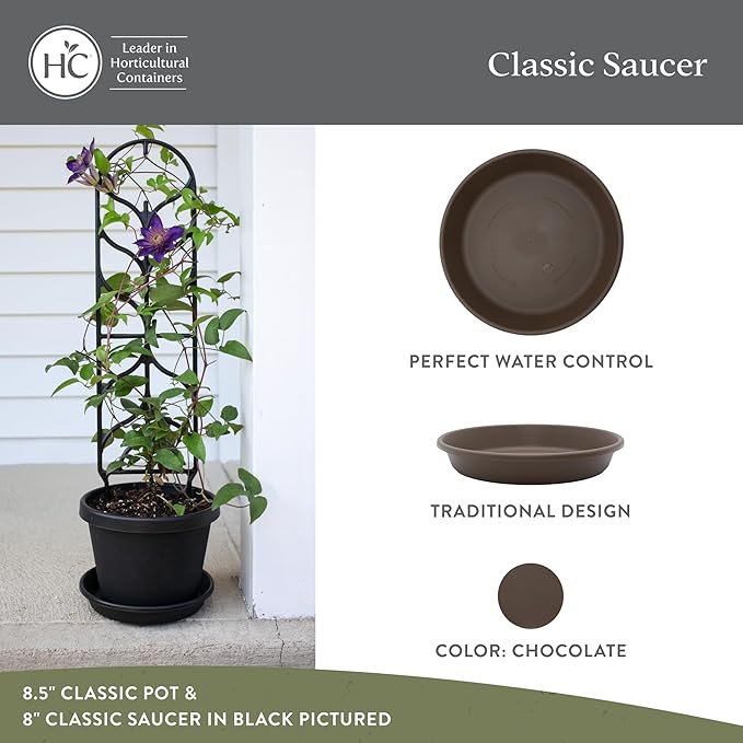 The HC Companies Flower Pot Saucers - Plastic Plant Saucer for Outdoors & Indoors - Traditional Design Plant Pot Trays for Water Drainage - Durable & Stylish Round Plant Tray (16-inch Clay)-VerdiqueGarden