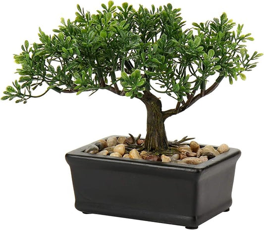 Artificial Bonsai Tree Juniper Faux Plants Indoor Small Fake Plants Decor with Ceramic Pots for Home Table Office Desk Bathroom Shelf Bedroom Living Room Farmhouse Decorations-VerdiqueGarden