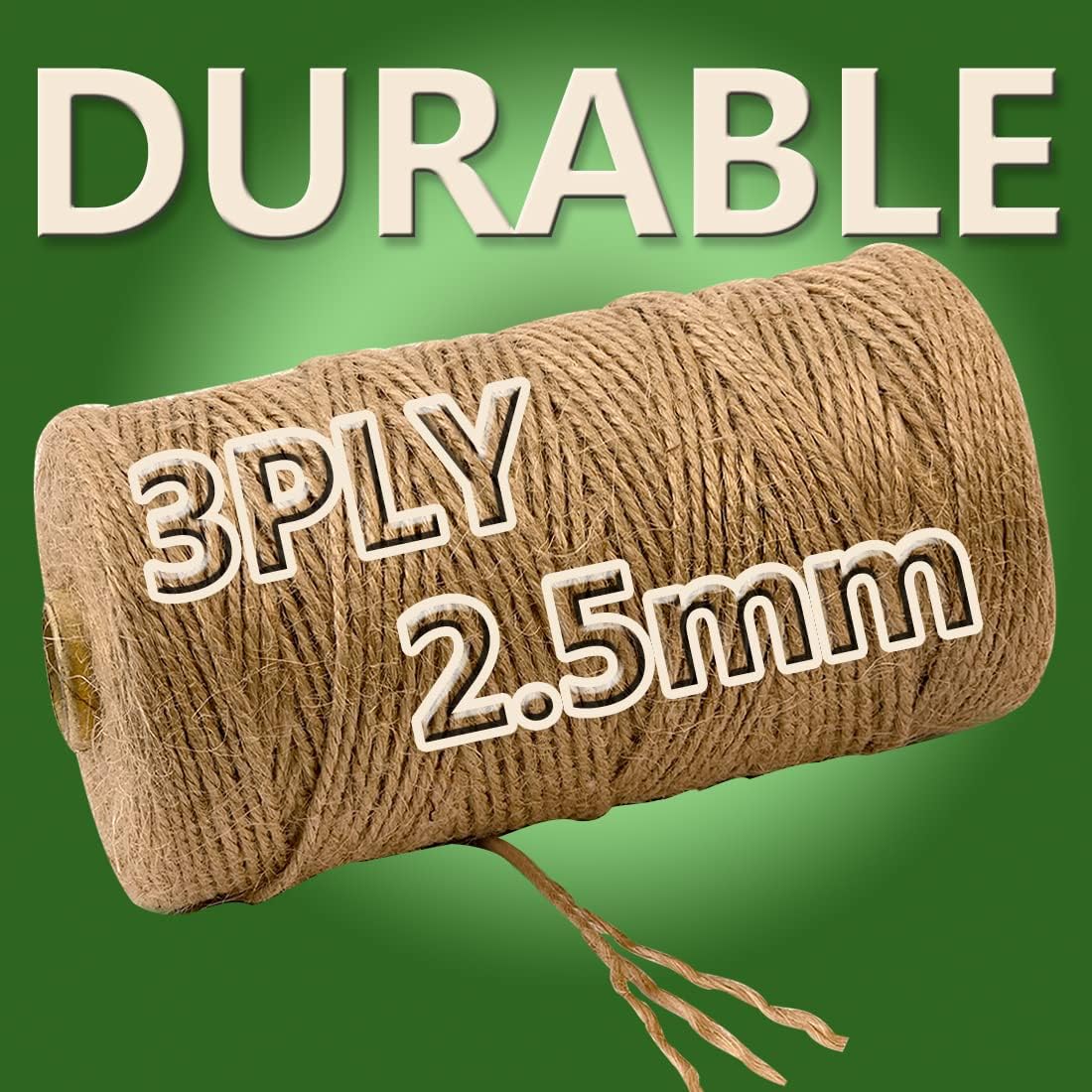 PerkHomy Garden Twine Strong Natural Jute 720 Feet Long Brown Twine for Gardening Tomato Climbing Plant Tie Floristry Crafts Gift Wrapping Packing Decor (Brown 2.5mm * 720feet)-VerdiqueGarden