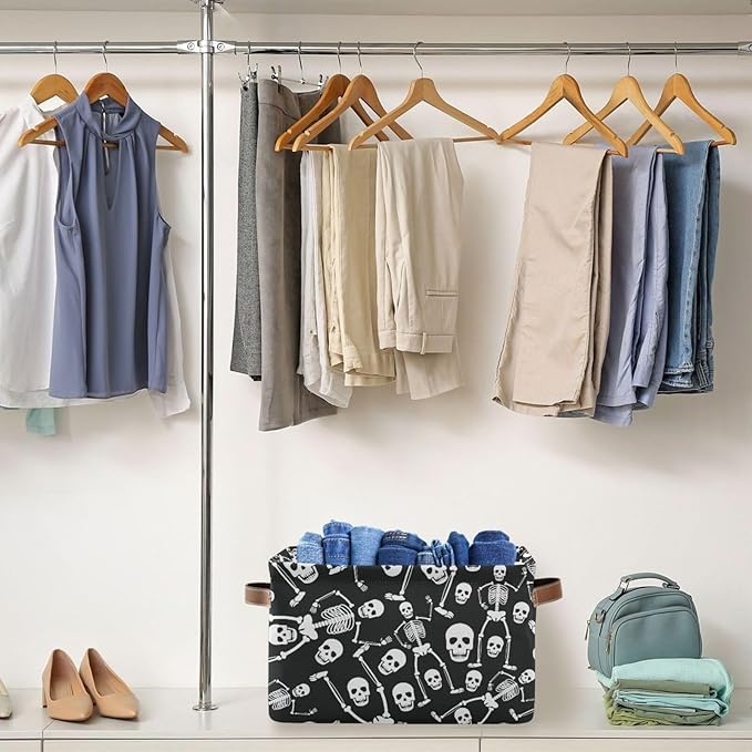 Skull Rectangular Storage Basket Organizer Bin Shelf Baskets For Clothes Gifts For Home Office Dorm-VerdiqueGarden