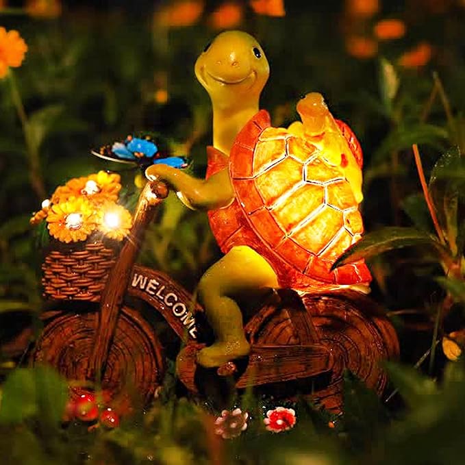 Garden Turtle Outdoor Statue -Solar Turtle Statue Outdoor with Lighted Sunflower,Turle Figurine for Garden Decor,Turtle Gifts for Women-VerdiqueGarden