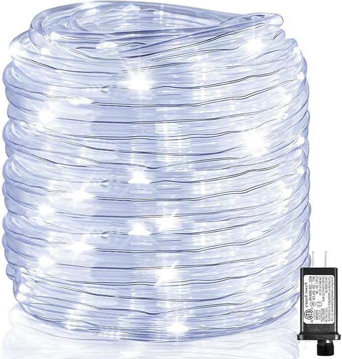 100FT 300 LED Rope Lights for Outside, Christmas String Lights with Waterproof 8 Modes, Connectable Plug in Fairy Lights for Indoor Bedroom Outdoor Patio Pool Garden Party Holiday Decor, White-VerdiqueGarden