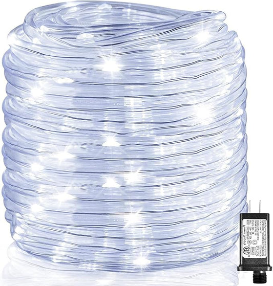 100FT 300 LED Rope Lights for Outside, Christmas String Lights with Waterproof 8 Modes, Connectable Plug in Fairy Lights for Indoor Bedroom Outdoor Patio Pool Garden Party Holiday Decor, White-VerdiqueGarden