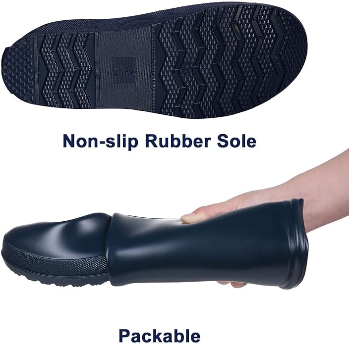 Asgard Packable Tall Rain Boots for Women Waterproof Rubber Garden Boots Ultra Lightweight Flat Mud Boots- NOT FOR WIDE CALF-VerdiqueGarden