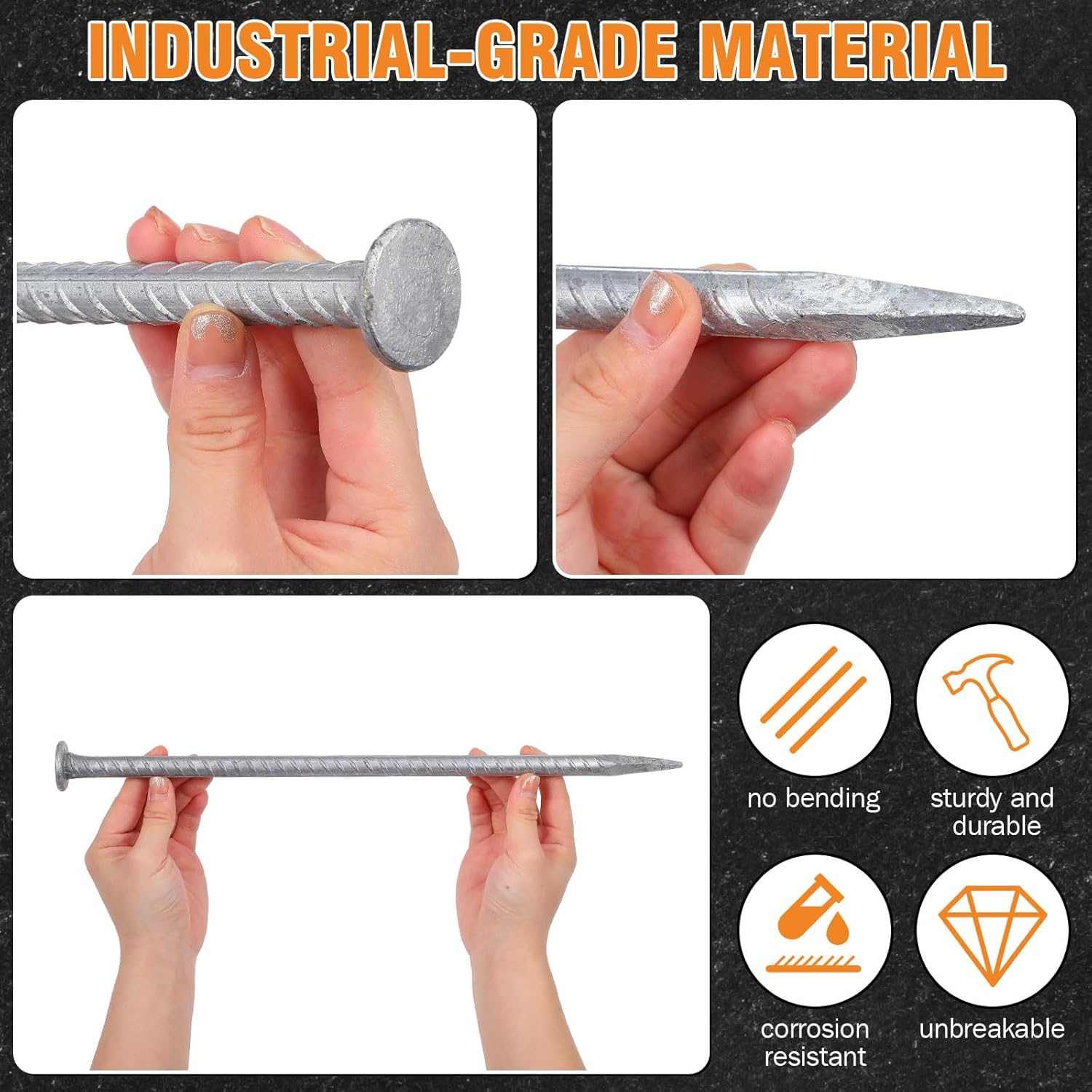 Tandefio 24 Pcs 14 inch Rebar Stakes, 1/2 Inch Diameter Threaded Galvanized Steel Ground Anchors Plant Support Garden Stakes, Heavy Duty Metal Landscape Spikes for Speed Bump Tent-VerdiqueGarden