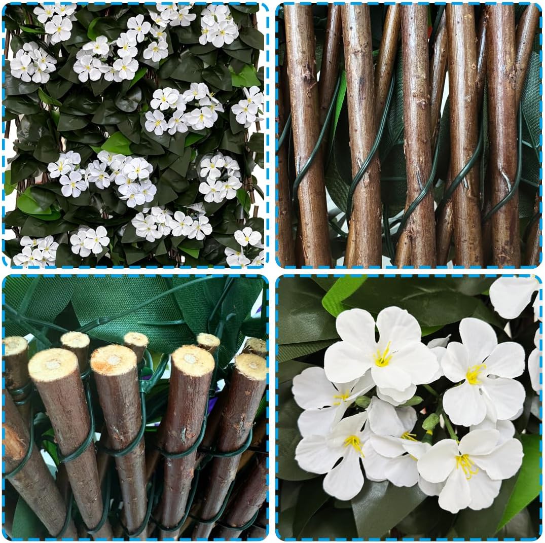 Expandable Fence Privacy Screen for Balcony Patio Outdoor,Decorative Faux Ivy Fencing Panel,Artificial Hedges-VerdiqueGarden