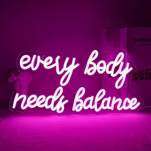 WLHOPE Every Body Needs Balance Neon Sign, Dimmable LED Neon Signs For Wall Decor,Connectivity Via USB Personalized Neon Signs,Spa Salon Led Light, Massage Neon Light, For Bedroom Living Room Decorate-VerdiqueGarden