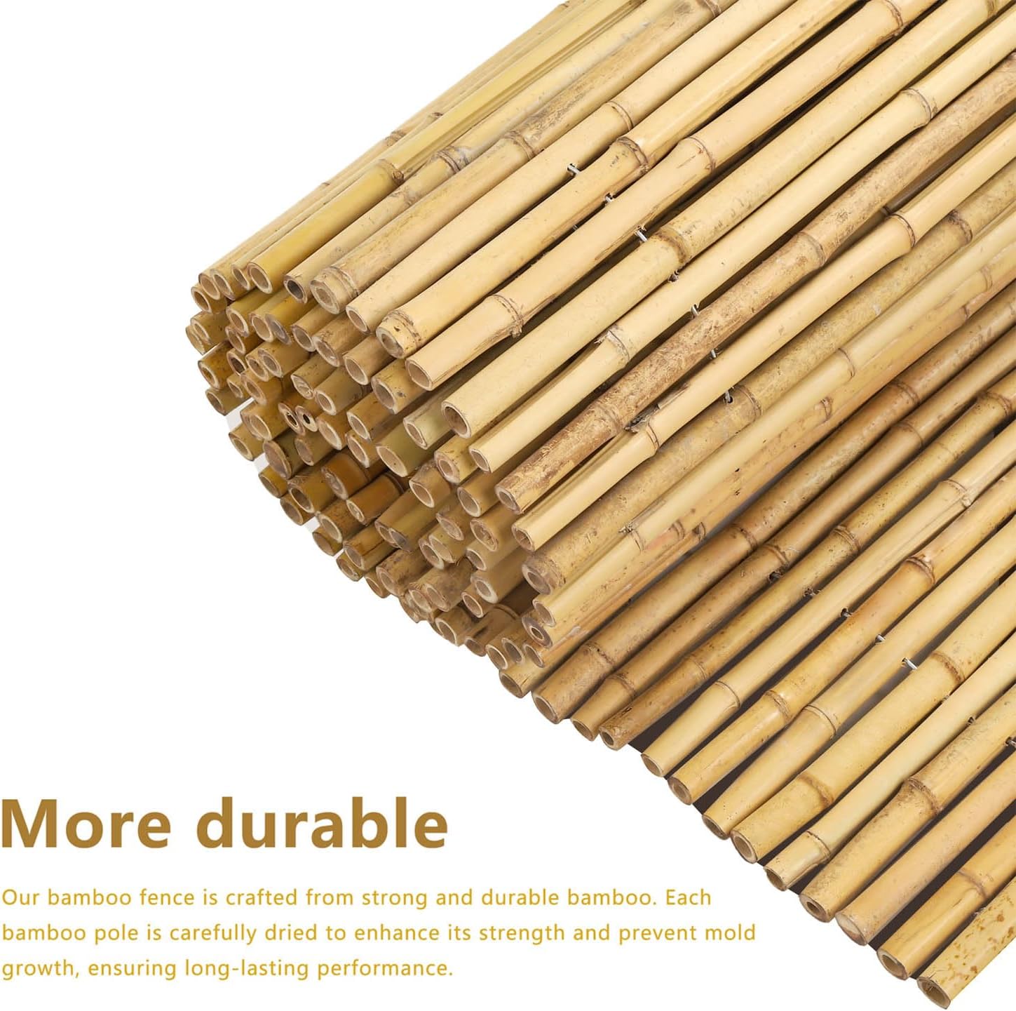 4FT x 6FT Natural Bamboo Fence Roll, Outside Bamboo Privacy Fencing, Natural Privacy Screen Panels for Garden, Outdoor-VerdiqueGarden