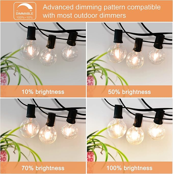 Outdoor String Lights 300FT Waterproof Globe String Lights with 150+4 Shatterproof G40 LED Bulbs,Dimmable Connectable Patio Lights String for Hanging Bistro Backyard Gazebo,2-Pack x 150 FT-VerdiqueGarden