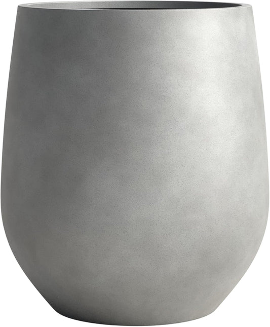 DTY Signature Mount Wilson Lightweight and Durable Modern Fiberstone Tapered Planter for Indoor Outdoor Drainage Hole & Rubber Plug Weather Resistant, 21.7" H x 20" Dia,15.7" Opening - Large, Gray-VerdiqueGarden