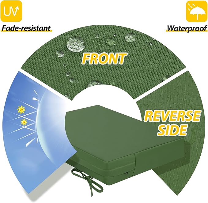 AAAAAcessories Outdoor Seat Cushions for Chairs, Waterproof, Fade-Resistant Patio Furniture Replacement Cushions, 20" x 18" x 3", Set of 2, Dark Moss Green-VerdiqueGarden