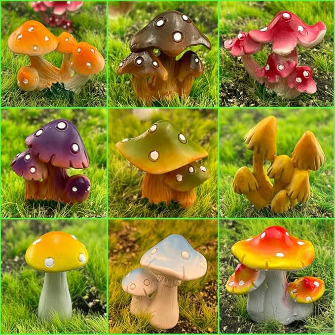 12 Pcs 1.5 to 1.8 Inch Resin Mushroom,Cute Mushrooms Fairy Garden Mushrooms Ornaments for Outdoor Decoration,Home Décor,Cake Decoration,DIY Bonsai Craft …-VerdiqueGarden