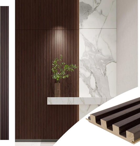 Art3d Slat Wood Wall Paneling for Interior and Ceiling Decoration - Pack of 4pcs + 1pc End-Trim, Size 108 x 5.7in.- Smoked Oak-VerdiqueGarden