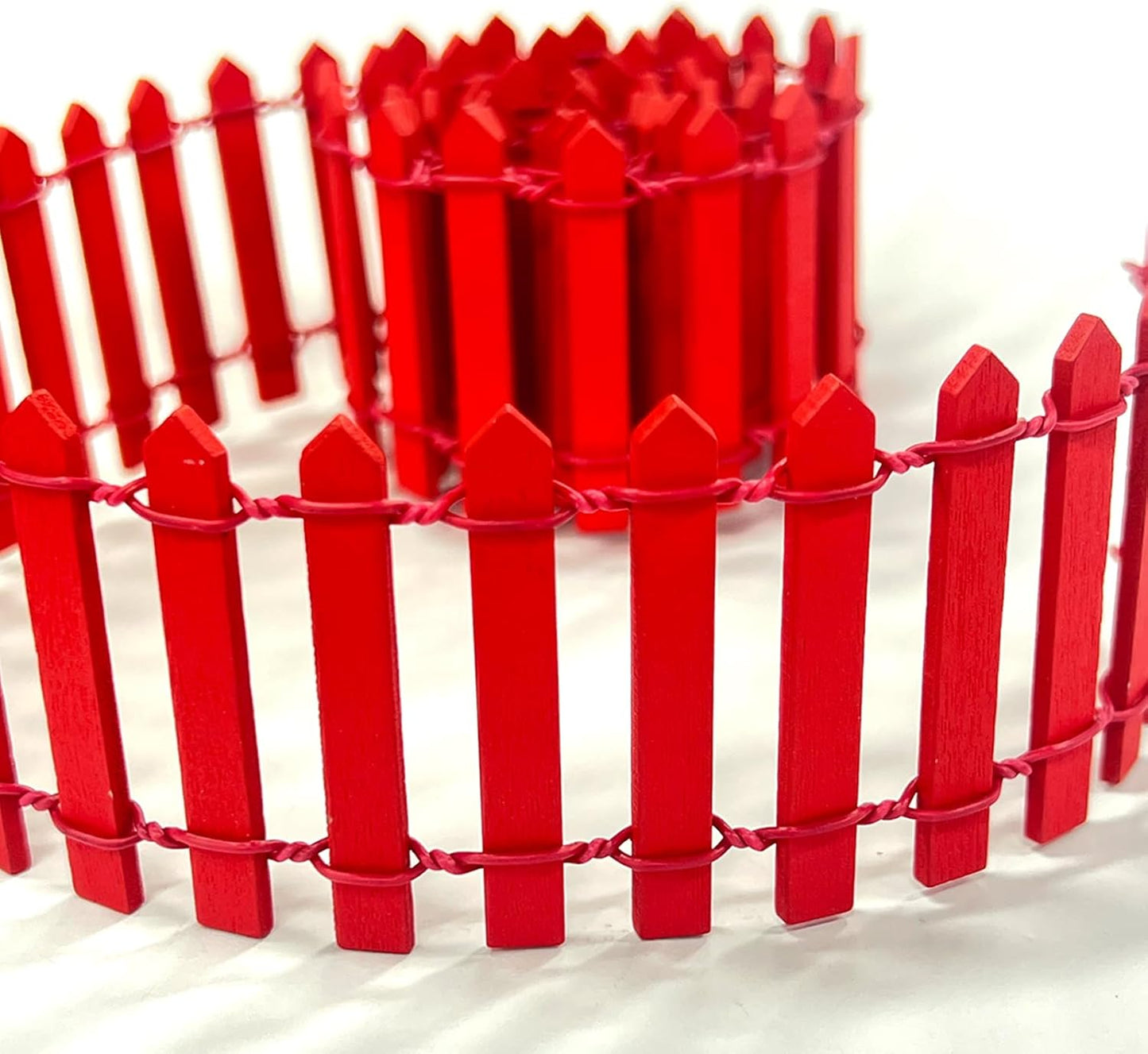 35 Inches Mini Fairy Garden Fence DIY Christmas Small Wood Decorative Picket Fence Micro Landscape Miniature Ornaments for Dollhouse, Crafts, Diorama Project, Plant Pot, Red-VerdiqueGarden