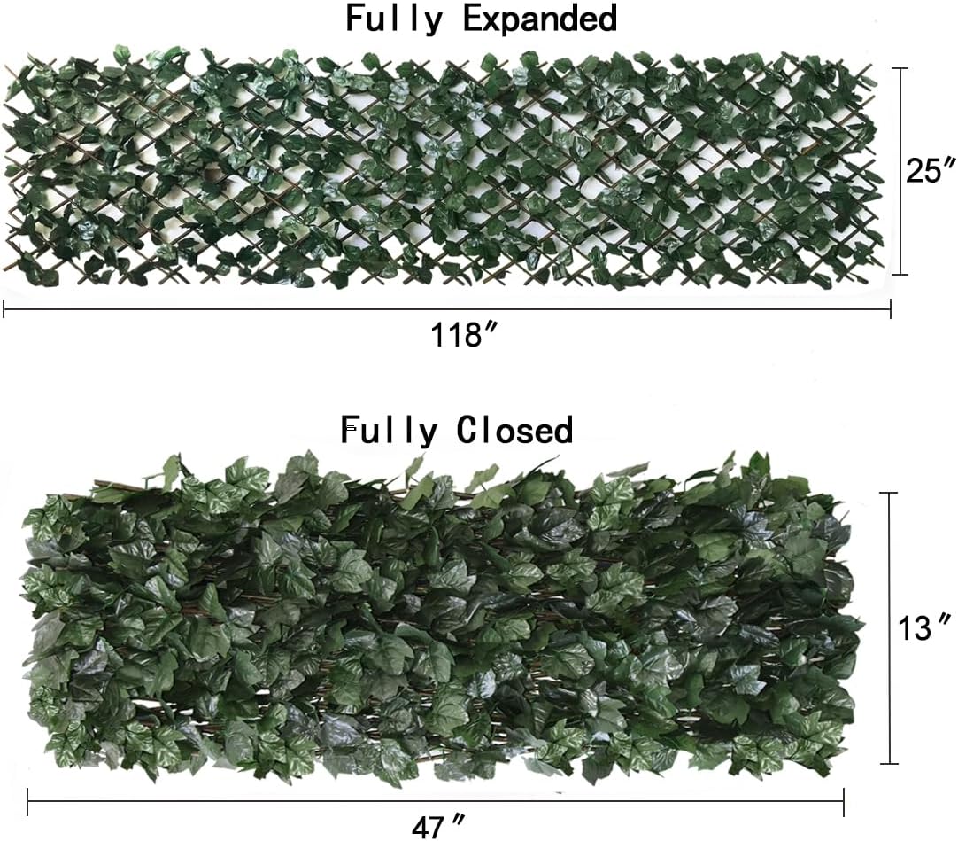 Expandable Fence Privacy Screen for Balcony Patio Outdoor,Decorative Faux Ivy Fencing Panel,Artificial Hedges (Single Sided Leaves)-VerdiqueGarden
