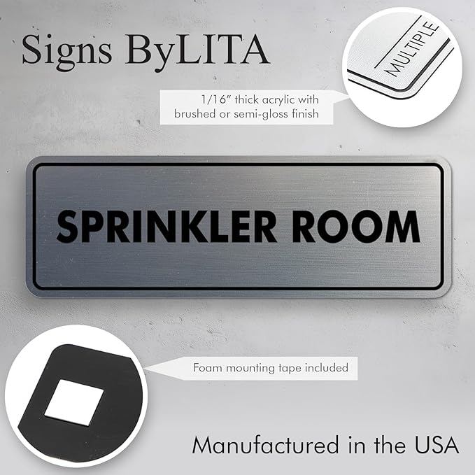 Signs ByLITA Standard Sprinkler Room Sign (Lt Gray) - Small-VerdiqueGarden