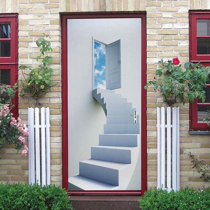 3D Door Stickers Murals - Peel & Stick - Stairs & Wall - Self-Adhesive Decals - Removable PVC Waterproof Door Poster - Bedroom & Living Room Decoration - 37.4" x 84.6"-VerdiqueGarden