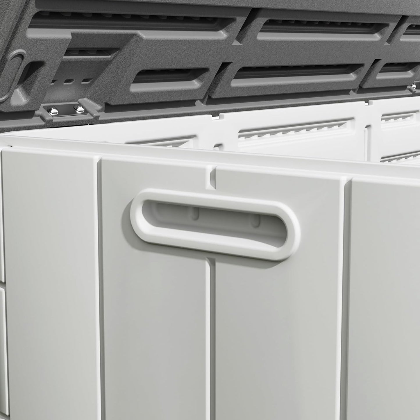 100GAL White Resin Deck Box with Wheels – Lockable, Waterproof, SGS-Tested UV Resistance, Spacious Outdoor Storage for Patio Cushions & Pool Gear, Easy Assembly-VerdiqueGarden