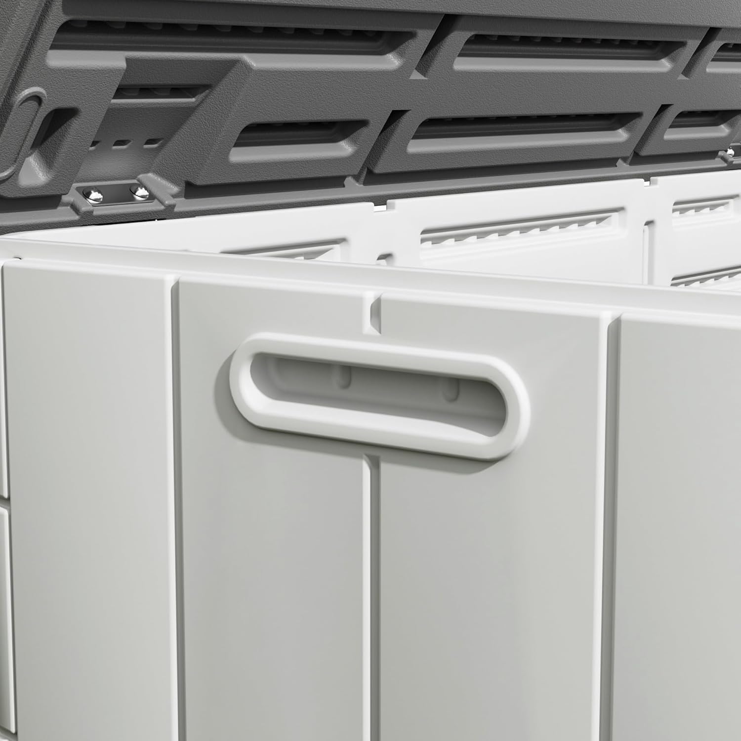 100GAL White Resin Deck Box with Wheels – Lockable, Waterproof, SGS-Tested UV Resistance, Spacious Outdoor Storage for Patio Cushions & Pool Gear, Easy Assembly-VerdiqueGarden