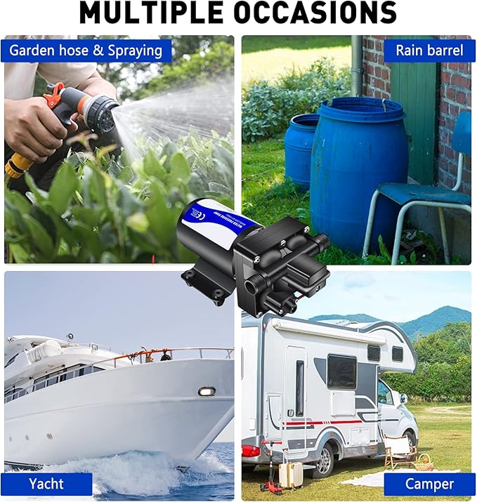 12V RV Water Pressure Pump Quiet 70 psi Washdown Pumps for Boats Marines Diaphragm Pump Transfer Pump 12 Volts Water Pump Self Priming-VerdiqueGarden