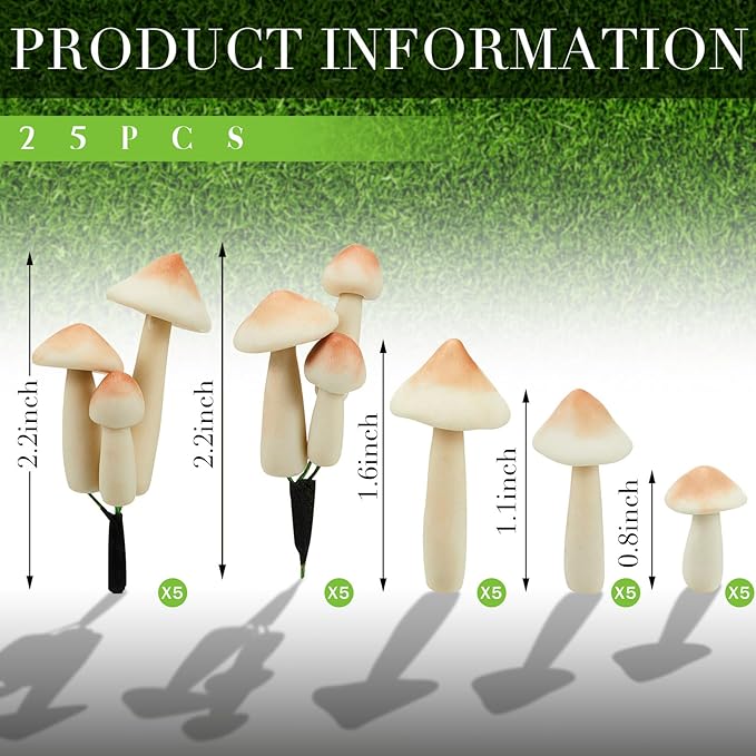 Taiyin 20 Pcs Luminous Mushroom Miniature Garden Mushrooms Outdoor Decor Waterproof Glow in The Dark Yard Decor for Fairy Outdoor Garden Micro Landscape Christmas Tree Decor-VerdiqueGarden