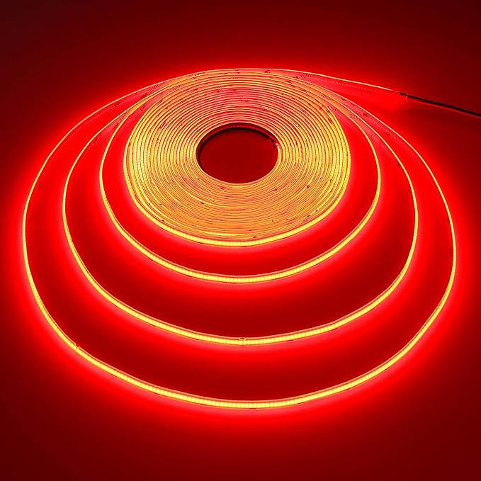 32.8ft(10M) DC 24V Red COB LED Strip Light IP65 Waterproof 3840LEDs Uniform Glow Dotless Flexible LED Tape Lights for DIY Garden Backyard Hallways Stairs Decoration(No Power Supply)-VerdiqueGarden