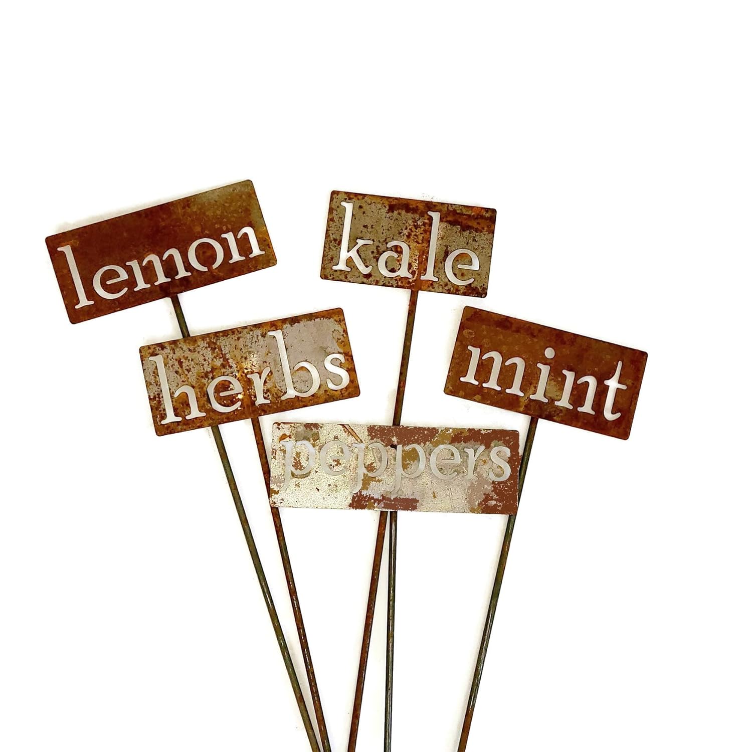 Classic Metal Garden Markers 19 Inches Tall (Bulk Discount 25 Markers, Naturally Rusted)-VerdiqueGarden