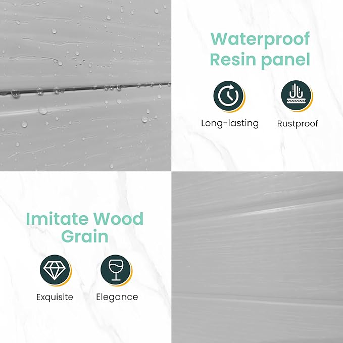 UDPATIO Outdoor Resin Storage Shed 6x4.5 FT, Plastic Garden Shed for Bike, Garbage Can, Tool, Outside Sheds with Lockable Door for Backyard, Patio, Lawn, Grey & White-VerdiqueGarden