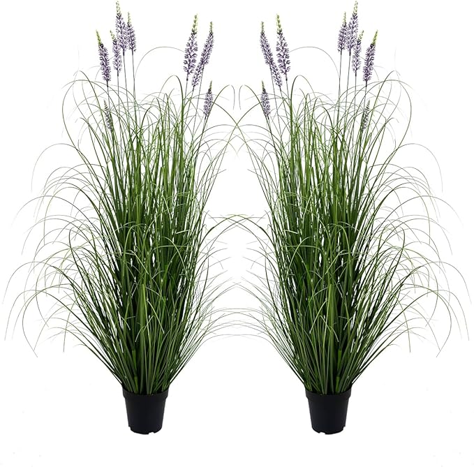 Artificial Plant 5ft(2pack) Tall Artificial Lavender Plant,Faux Plants Indoor Home Decorative Artificial Plants & Flowers in Pot Fake Plant, House Plant Indoor-VerdiqueGarden