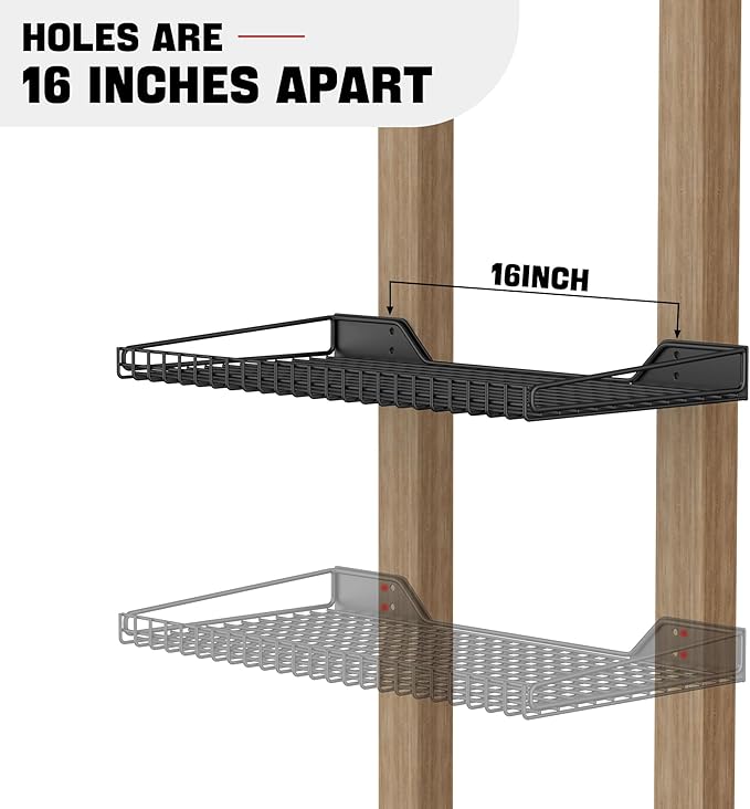 Ultrawall Wall Mounted Storage Shelf for Garage, 2 Pack Metal Shelf Rack, Heavy-Duty Wall Organizer Shelves Suitable for Shop, Shed, Garage 23.5inch x 12inch(Black)-VerdiqueGarden