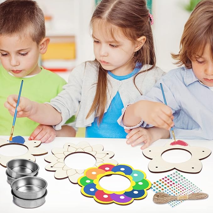 Fennoral 4 Pack Bird Feeder Kits for Kids Make Your Own Bird Feeders Wooden Art and Craft for Girls Boys Ornaments DIY to Paint Bird Feeders Craft for Spring Garden Outdoor Summer Activities Project-VerdiqueGarden