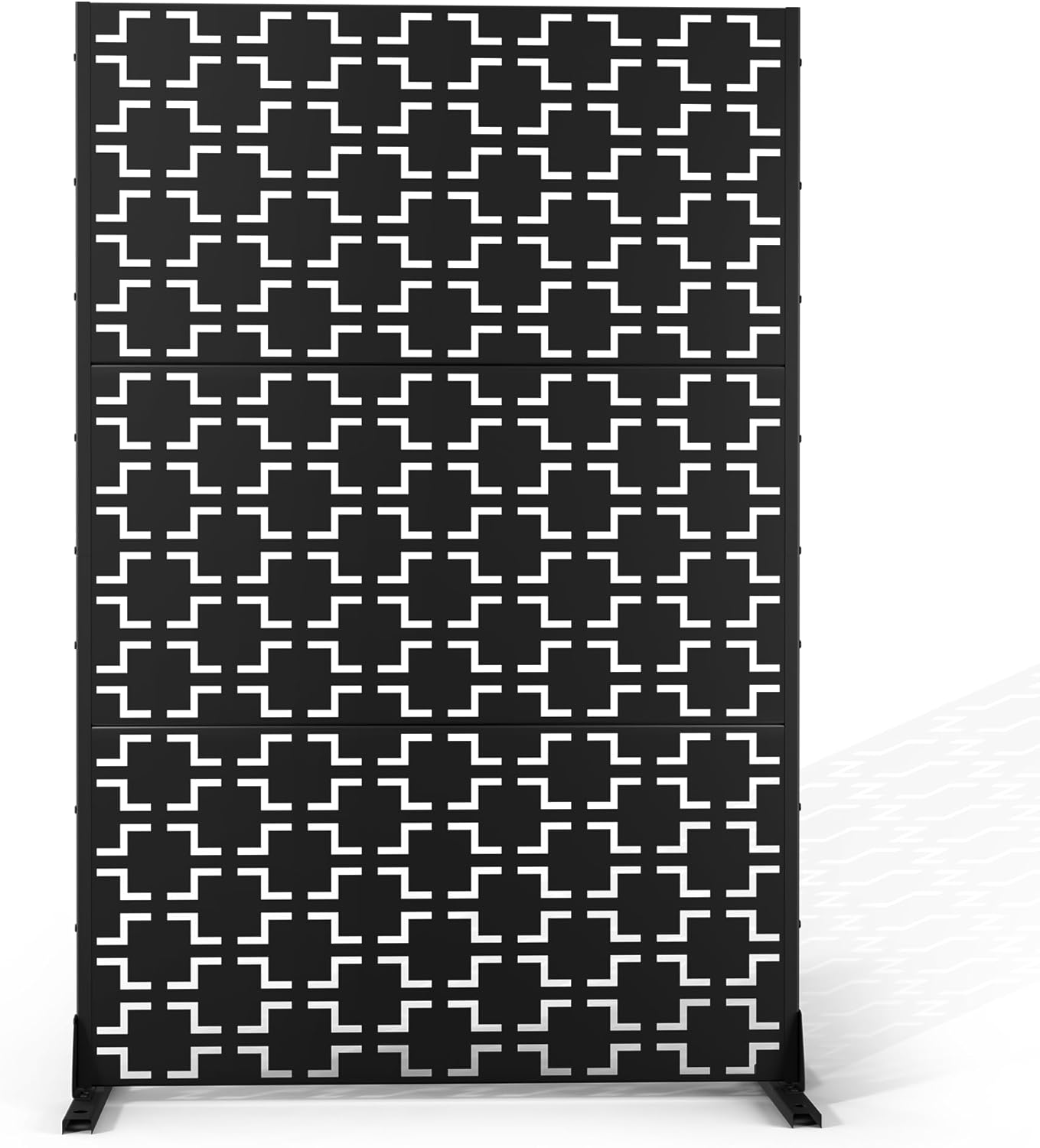 Metal Privacy Screen Outdoor 72" H×47" W,Freestanding Decorative Privacy Screen for Balcony Yard&Garden,Privacy Fence-Black&Square-VerdiqueGarden