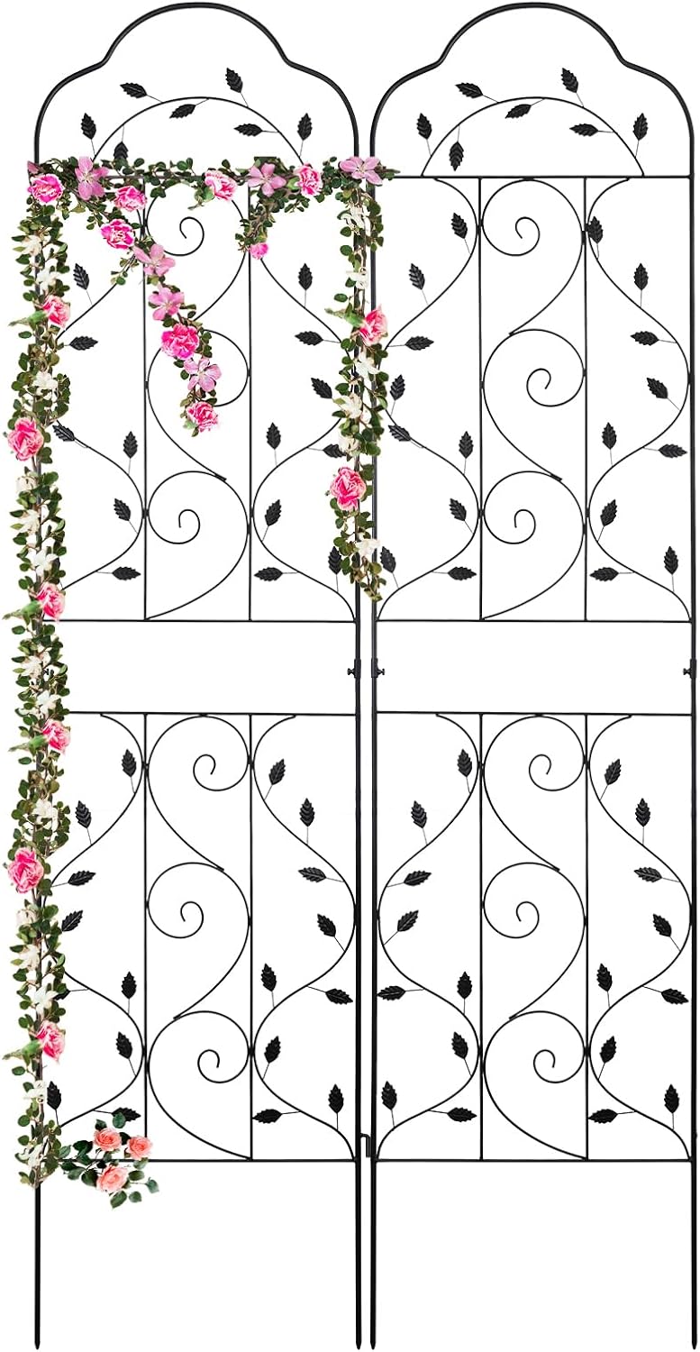 hogardeck Metal 84 * 19 Garden Trellis 2-Packs for Climbing Plants Flowers Vegetables Planting Arched Outdoor Decoration for Courtyards Lawns Gardens-VerdiqueGarden