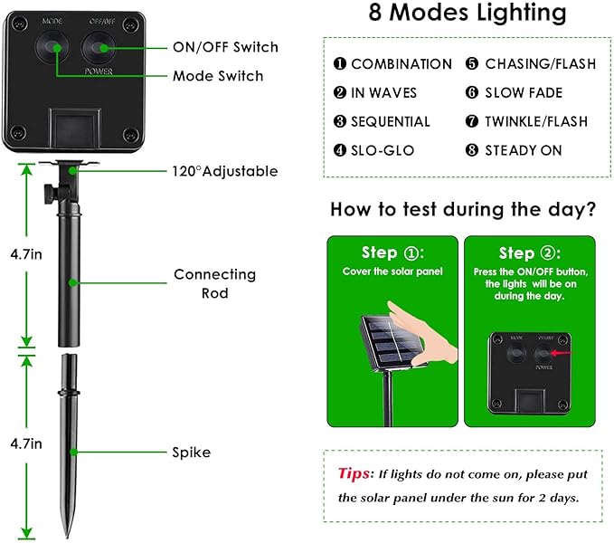 EEW 2 Pack 200 LED Solar Christmas Lights Outdoor Waterproof, Solar String Lights for Outside, Green Wire Solar Tree Light with 8 Lighting Modes for Xmas Wedding Party Garden Yard Decorations (Green)-VerdiqueGarden