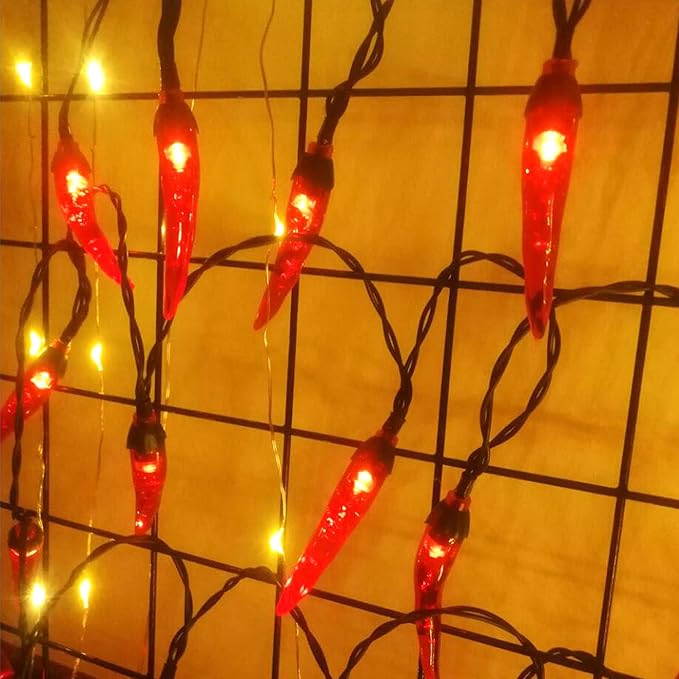 100 LED Chili Shape Fairy String Lights, Solar Operated, Red, 10m Length, Outdoor Use, Wedding, Christmas Decoration-VerdiqueGarden