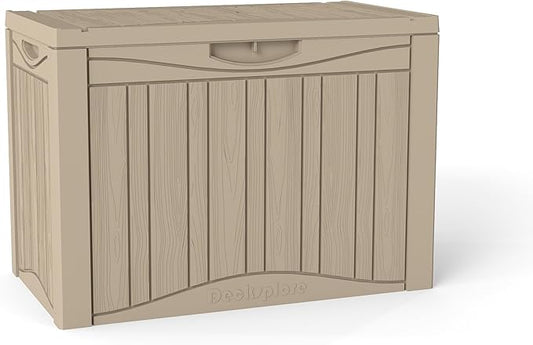 50 Gallon Outdoor Storage Box Waterproof Lockable Resin Deck Box Large, Patio Storage Bin for Pool Accessories Cushion Furniture, Garden Tools, UV-Resistant Outside Delivery Grey-VerdiqueGarden