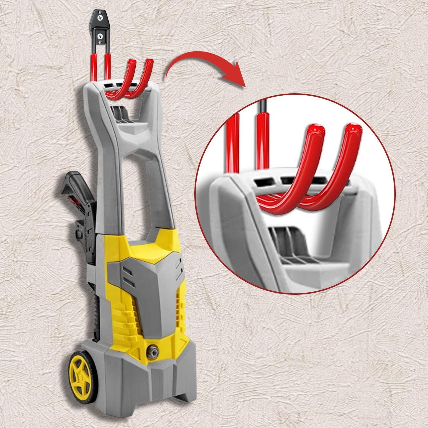 3-H Large Garden Hose Holder Wall Mount 4 Pack,Solid Steel Hose Hanger,Water Hose Holders for Outside,Perfect for Hanging Outdoor Air Hose,Ropes,Pipes,Garden Tools,Ladders,Bikes,Bulk Items(Red)-VerdiqueGarden