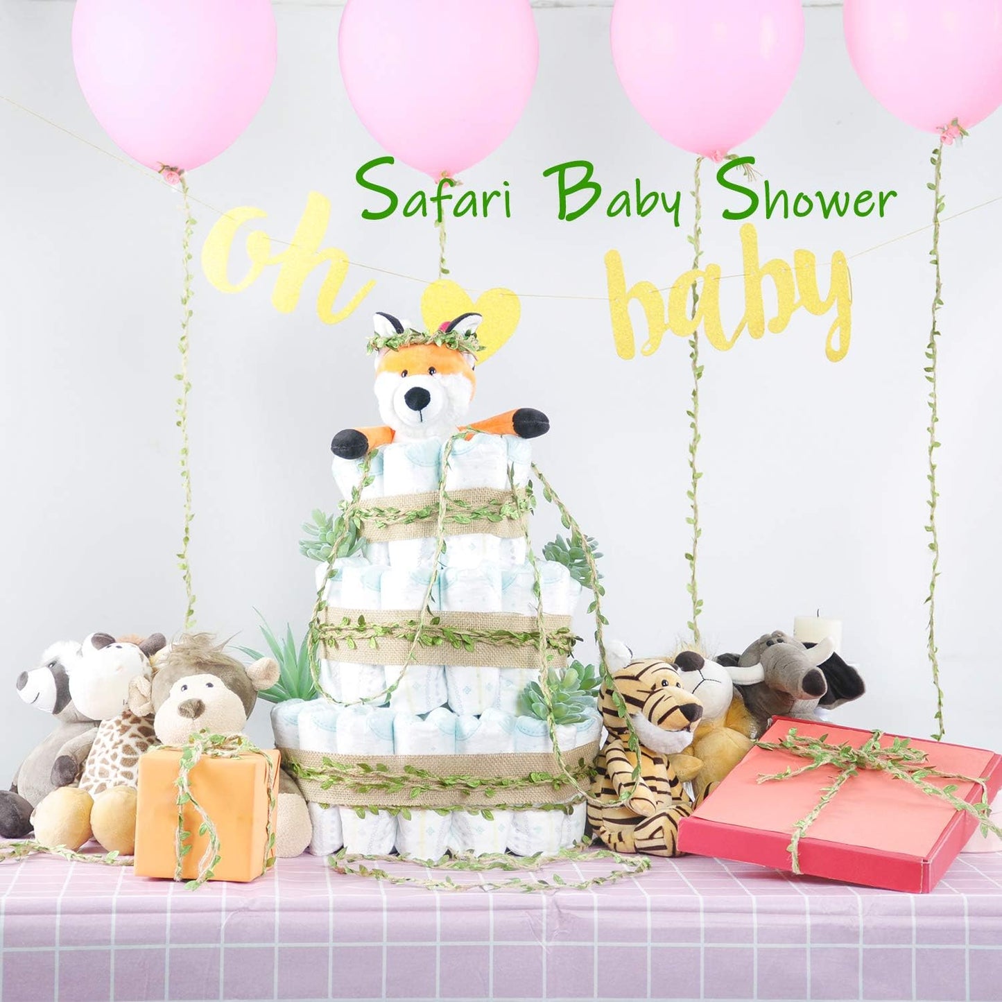 Naidiler 196 Ft Burlap Leaf Ribbon Twine for Crafts for Safari, Jungle, Fairy Party, Woodland Baby Shower, Enchanted Forest Decorations Vines Decor-VerdiqueGarden