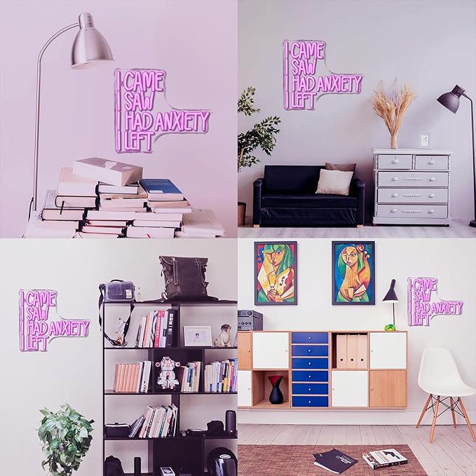 CAME SAW HAD ANXIETY LEFT Neon Sign Wall Decor, Neon Light for Christmas Party Bar Home Christmas Decorations Family Gifts-VerdiqueGarden