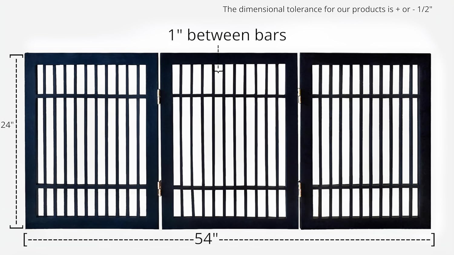 Pet Dog Gate Strong and Durable Freestanding Folding Acacia Hardwood Portable Wooden Fence Indoors or Outdoors by Urnporium (Black Pet Gate, 3 Panel 24" Tall)-VerdiqueGarden