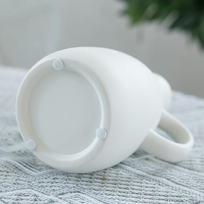 White Ceramic Vase Set - 2 Small Vases with Handle, Pottery Vases for Modern Home Decor, Minimalist Matte Pitcher for Fowers, Decorative Clay Vase Centerpiece Dining Table Decorations-VerdiqueGarden