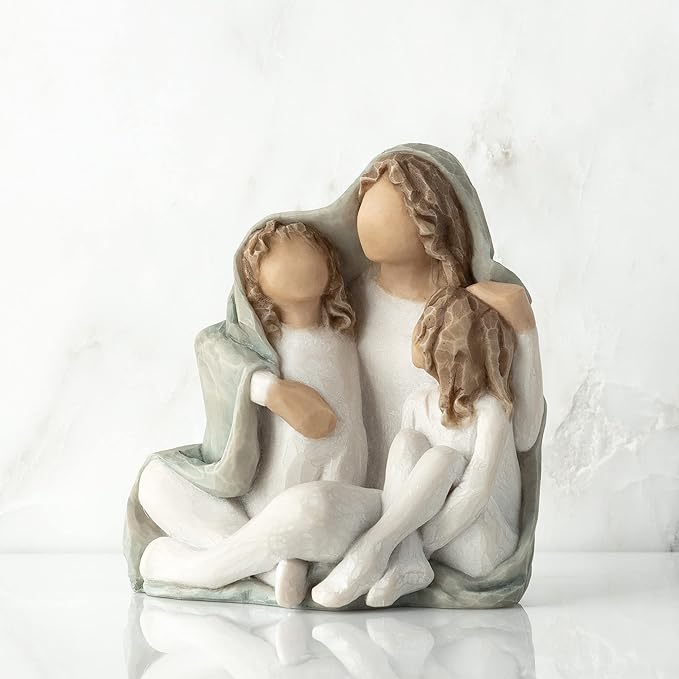 Willow Tree Cozy, Close Together, we Three, Loving Embrace from Mother, Grandmother, Caregiver, Nanny, Depicts Playful Relationship and Imaginative Play, Sculpted Hand-Painted Figure-VerdiqueGarden