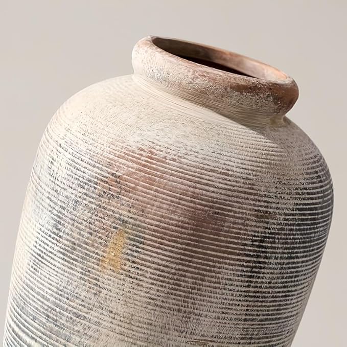 Decorative Ceramic Rustic vase,Tall vase for Minimalist Decoration,11" Large Vintage Vase for Home Decor,Centerpiece,Living Room,Enterway,Gray-VerdiqueGarden