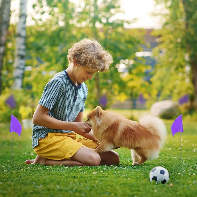 Zozen 50Pack Purple Marking Flags, Writable | 15x4x5 Inch, Yard Flags for Lawn & Irrigation & Landscape & Sprinkler & Survey & Dog Training.-VerdiqueGarden